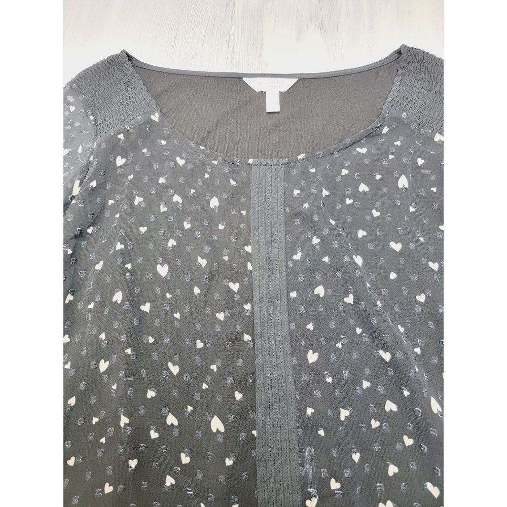 Layered Lauren Conrad Black With White Hearts Allover Top Size PXL - Picture 7 of 8